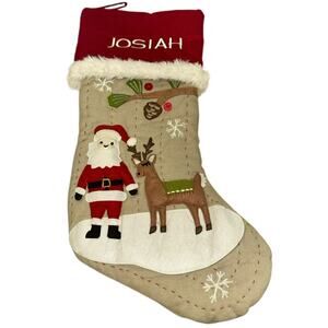 Pottery Barn Kids Christmas Stocking Josiah Santa & Reindeer Holiday Stocking